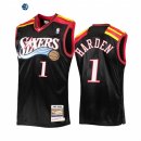 Camisetas NBA Philadelphia Sixers NO.1 James Harden Negro Hardwood Classics
