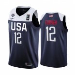 Camisetas Copa Mundial de Baloncesto FIBA 2019 USA Myles Turner BlancoMarino
