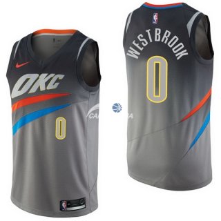 Camisetas NBA de Russell Westbrook Oklahoma City Thunder Nike Gris Ciudad 17/18