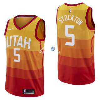Camisetas NBA de David Stockton Utah Jazz Nike Amarillo Ciudad 17/18