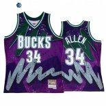 Camisetas NBA Milwaukee Bucks NO.34 Ray Allen Purpura Throwback 2022