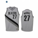 Camisetas de NBA Ninos Edición ganada Portland Trail Blazers Jusuf Nurkic Gris 2021
