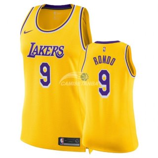 Camisetas NBA Mujer Rajon Rondo Los Angeles Lakers Amarillo Icon 18/19