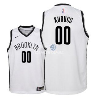 Camiseta NBA Ninos Brooklyn Nets Rodions Kurucs Blanco Association 2018