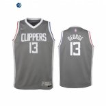 Camisetas de NBA Ninos Edición ganada Los Angeles Clippers Paul George Gris 2021