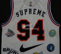 Camisetas NBA #94 Supreme x Nike Logo Blanco