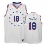 Camisetas de NBA Ninos Shake Milton Edición ganada Blanco 2018/19