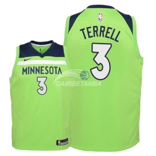 Camisetas de NBA Ninos Minnesota Timberwolves Jared Terrell Verde Statement 2018