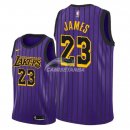 Camisetas de NBA Ninos Los Angeles Lakers Lebron James Nike Púrpura Ciudad 18/19