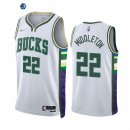 Camisetas NBA Nike Milwaukee Bucks NO.22 Khris Middleton 75th Diamante Blanco Ciudad 2021-22