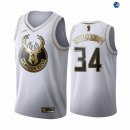 Camisetas NBA de Giannis Antetokounmpo Milwaukee Bucks Blanco Oro 19/20