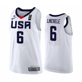 Camisetas Copa Mundial de Baloncesto FIBA 2019 USA Isaac Likekele Blanco