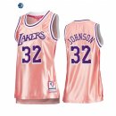 Camisetas NBA Mujer Los Angeles Lakers NO.32 Magic Johnson 75th Aniversario Rosa Oro 2022