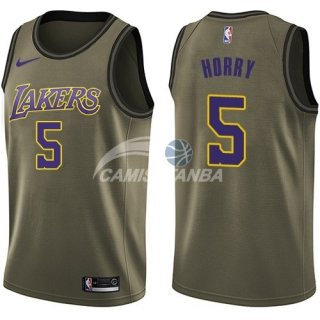 Camisetas NBA Salute To Servicio Los Angeles Lakers Robert Horry Nike Ejercito Verde 2018
