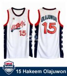 Camisetas NBA de Hakeem Olajuwon USA 1996 Blanco