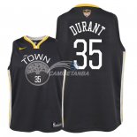Camisetas de NBA Ninos Kevin Durant Golden State Warriors 2018 Finales Negro Statement Parche