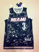 Camisetas NBA Luces Ciudad Wade Miami Heat Negro