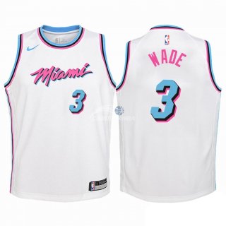 Camisetas de NBA Ninos Miami Heat Dwyane Wade Nike Blanco Ciudad 2018