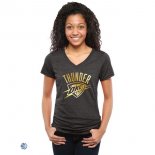 Camisetas NBA Mujer Oklahoma City Thunder Negro Oro