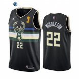 Camisetas NBA Milwaukee Bucks Khris Middleton 2021 Finales Negro Statement