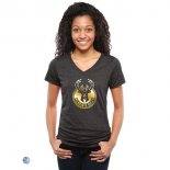 Camisetas NBA Mujer Milwaukee Bucks Negro Oro
