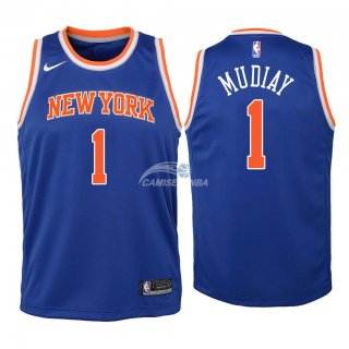 Camisetas de NBA Ninos New York Knicks Emmanuel Mudiay Azul Icon 2018