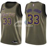 Camisetas NBA Salute To Servicio Los Angeles Lakers Kareem Abdul Jabbar Nike Ejercito Verde 2018