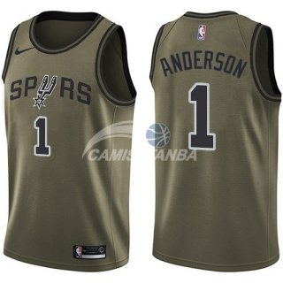 Camisetas NBA Salute To Servicio San Antonio Spurs Kyle Anderson Nike Ejercito Verde 2018