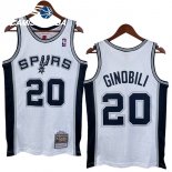 Camisetas NBA San Antonio Spurs NO.20 Manu Ginobili Blanco Hardwood Classics 2002 03