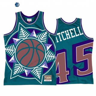 Camisetas NBA Utah Jazz Donovan Mitchell Big Face 2 Teal Hardwood Classics