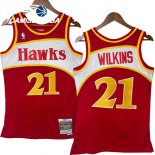 Camisetas NBA Atlanta Hawks NO.21 Dominique Wilkins Rojo Retro 1986 87