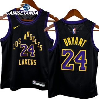 Camisetas NBA Ninos Los Angeles Lakers NO.24 Kobe Bryant Negro Ciudad 24/25