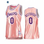Camisetas NBA Mujer Los Angeles Lakers NO.0 Russell Westbrook 75th Aniversario Rosa Oro 2022