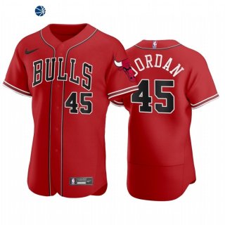 Camisetas NBA Chicago Bulls X MLB Manga Corta Michael Jordan Rojo