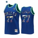 Camisetas NBA Dallas Mavericks NO.77 Luka Doncic 75th Aniversario Azul Hardwood Classics