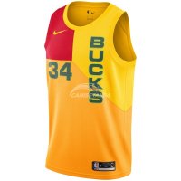 Camisetas NBA de Giannis Antetokounmpo Milwaukee Bucks Nike Amarillo Ciudad 18/19
