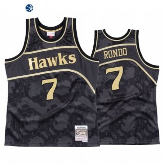Camisetas NBA Atlanta Hawks Rajon Rondo Negro Hardwood Classics 2021
