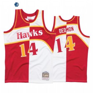 Camisetas NBA Atlanta Hawks Dewayne Dedmon Blanco Rojo Split Hardwood Classics
