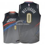 Camisetas de NBA Ninos Oklahoma City Thunder Russell Westbrook Nike Gris Ciudad 2018