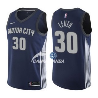 Camisetas NBA de Jon Leuer Detroit Pistons 17/18 Nike Marino Ciudad