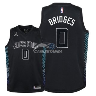 Camiseta NBA Ninos Charlotte Hornets Miles Bridges Nike Negro Ciudad 2018