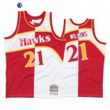 Camisetas NBA Atlanta Hawks Dominique Wilkins Blanco Rojo Split Hardwood Classics