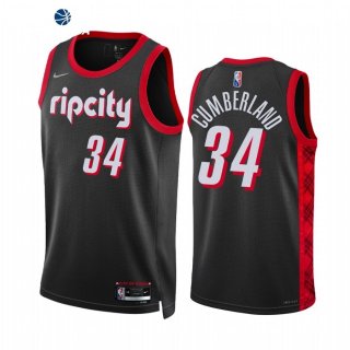 Camisetas NBA Nike Portland Trail Blazers NO.34 Jarron Cumberland 75th Season Diamante Negro Ciudad 2022