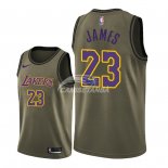 Camisetas NBA Salute To Servicio Los Angeles Lakers Lebron James Nike Ejercito Verde 2018
