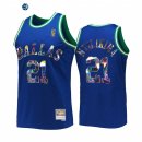 Camisetas NBA Dallas Mavericks NO.21 Frank Ntilikina 75th Aniversario Azul Hardwood Classics