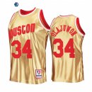 Camisetas NBA Houston Rockets NO.34 Hakeem Olajuwon 75th Aniversario Oro Hardwood Classics 2022