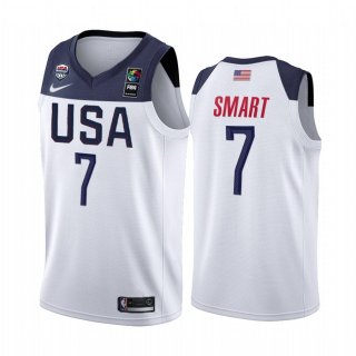 Camisetas Copa Mundial de Baloncesto FIBA 2019 USA Marcus Smart Blanco