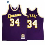 Camisetas NBA Los Angeles Lakers NO.34 Shaquille O'Neal Purpura Throwback 2022