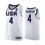 Camisetas Copa Mundial de Baloncesto FIBA 2019 USA Tyrese Haliburton Blanco