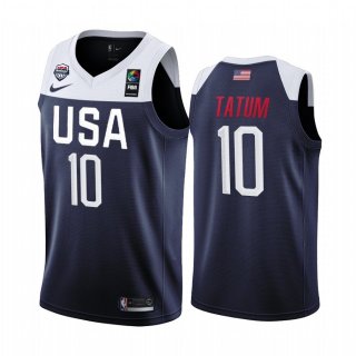 Camisetas Copa Mundial de Baloncesto FIBA 2019 USA Jayson Tatum Blanco Marino